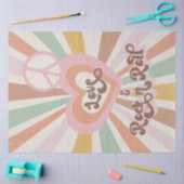 Retro 70s roze Peace Love Rock n Roll Decoupage Tissuepapier (Craft)
