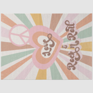 Retro 70s roze Peace Love Rock n Roll Decoupage Tissuepapier