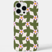 Retro 70s Saliegroen Geometrisch Bloemmotief Case-Mate iPhone Case (Achterkant)