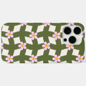 Retro 70s Saliegroen Geometrisch Bloemmotief Case-Mate iPhone Case (Achterkant (horizontaal))
