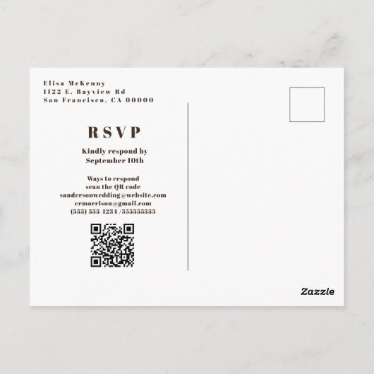 Retro 70s Sinaasappel Geel QR Code Huwelijk Briefkaart (Achterkant)