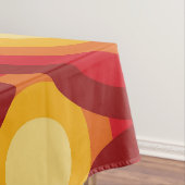 Retro 70s Sinaasappel Geel Rode Cirkels Patroon Tafelkleed (Voorbeeld)