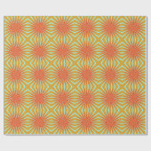 Retro 70s Sinaasappel Sunburst Wrapping Papier (Vlak)