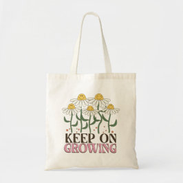 Retro 70s Smiley Face Madeliefje Blijf Doorgroeien Tote Bag