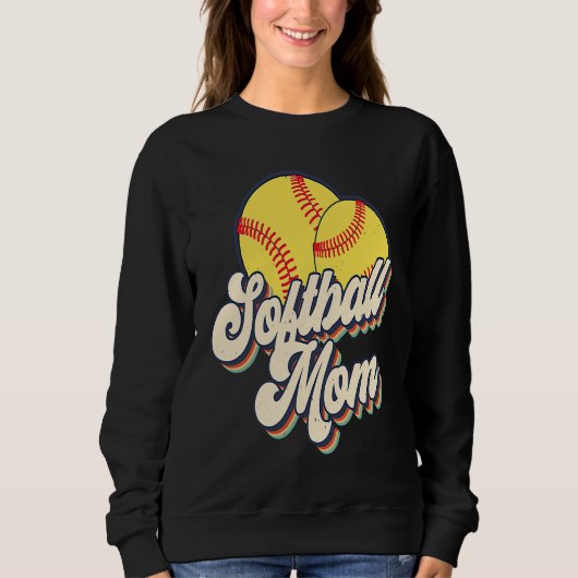 Retro 70s Softball Mom Cute Player Mama Team Sport Trui (Voorkant)