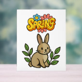 Retro 70s Spring Bunny Graphic Design Acryl Bord (Neutraal)