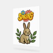 Retro 70s Spring Bunny Graphic Design Acryl Bord (Hoek)