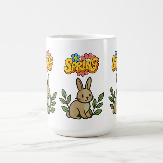 Retro 70s Spring Bunny Graphic Design Koffiemok (Center)