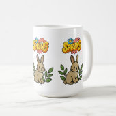 Retro 70s Spring Bunny Graphic Design Koffiemok (Voorkant rechts)
