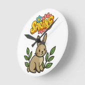 Retro 70s Spring Bunny Graphic Design Ronde Klok (Hoek)
