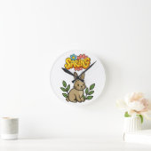 Retro 70s Spring Bunny Graphic Design Ronde Klok (Huis)