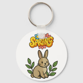 Retro 70s Spring Bunny Graphic Design Sleutelhanger