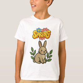 Retro 70s Spring Bunny Graphic Design T-shirt