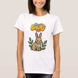 Retro 70s Spring Bunny Graphic Design T-shirt