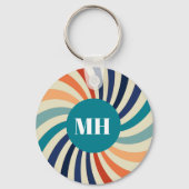 Retro 70s Starburst Monogram Groovy Sleutelhanger (Voorkant)