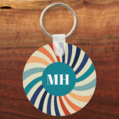 Retro 70s Starburst Monogram Groovy Sleutelhanger (Voorkant)