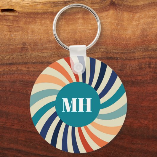 Retro 70s Starburst Monogram Groovy Sleutelhanger (Voorkant)