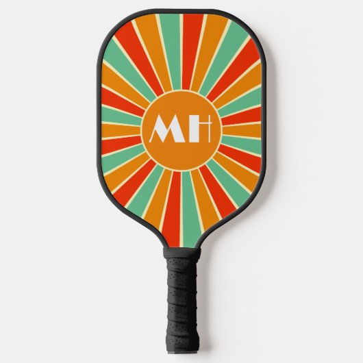 Retro 70s Starburst Monogram Sun Pickleball Paddle (Voorkant)