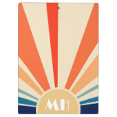 Retro 70s Starburst Sunrise Stripes Monogram Klembord (Achterkant)