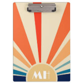 Retro 70s Starburst Sunrise Stripes Monogram Klembord (Voorkant)