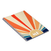 Retro 70s Starburst Sunrise Stripes Monogram Notitieboek (Rechterzijde)