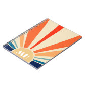 Retro 70s Starburst Sunrise Stripes Monogram Notitieboek (Linkerzijde)
