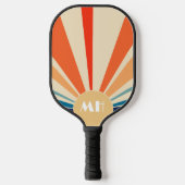 Retro 70s Starburst Sunrise Stripes Monogram Pickleball Paddle (Voorkant)