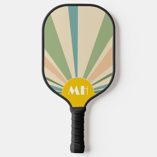 Retro 70s Starburst Sunrise Stripes Monogram Pickleball Paddle (Achterkant)