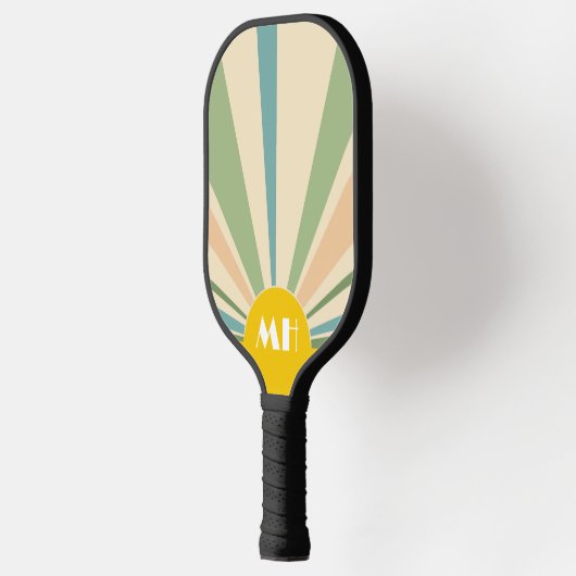 Retro 70s Starburst Sunrise Stripes Monogram Pickleball Paddle (Links)