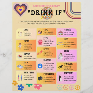 Retro 70's stijl Bachelorette Party Drink Als spel