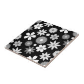 Retro 70s Stijl Bloem LG Monochroom Patroon Tegeltje (Zijkant)