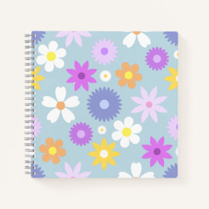 Retro 70s stijl bloem LG patroon pastel kleuren Notitieboek