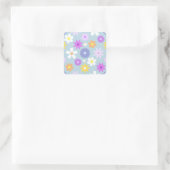 Retro 70s stijl bloem LG patroon pastel kleuren Vierkante Sticker (Tas)