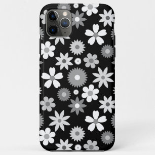 Retro 70s Stijl Bloem Monochroom Groot Patroon Case-Mate iPhone Case