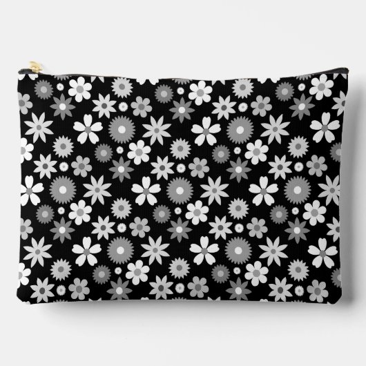 Retro 70s Stijl Bloem Monochroom RPT Patroon Etui (Voorkant)