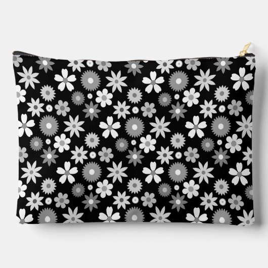 Retro 70s Stijl Bloem Monochroom RPT Patroon Etui (Achterkant)