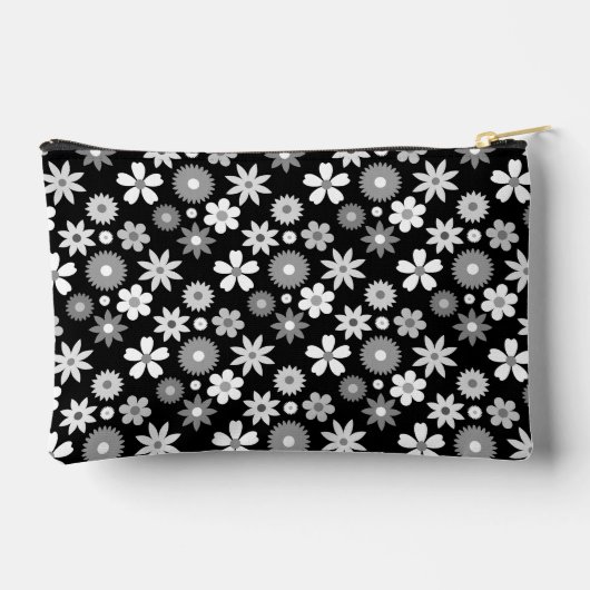 Retro 70s Stijl Bloem Monochroom RPT Patroon Etui (Achterkant)