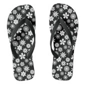 Retro 70s Stijl Bloem Monochroom RPT Patroon Teenslippers (Voetbed)