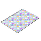 Retro 70s Stijl Bloem Patroon Pastel Kleuren Notitieboek (Linkerzijde)