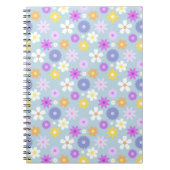 Retro 70s Stijl Bloem Patroon Pastel Kleuren Notitieboek (Voorkant)
