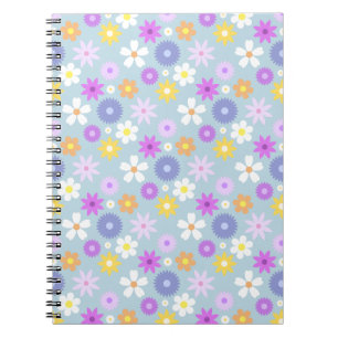 Retro 70s Stijl Bloem Patroon Pastel Kleuren Notitieboek