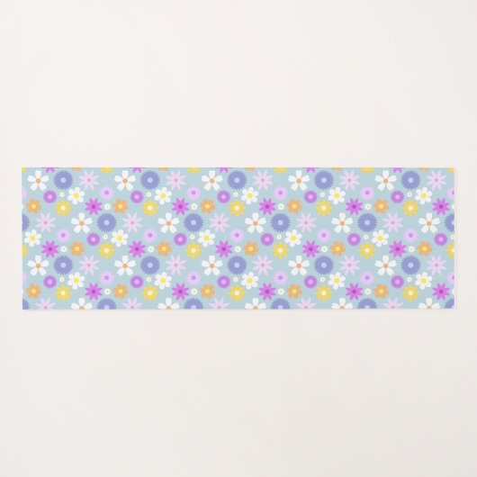 Retro 70s stijl bloem RPT patroon pastel kleuren Yogamat (Achterkant (horizontaal))