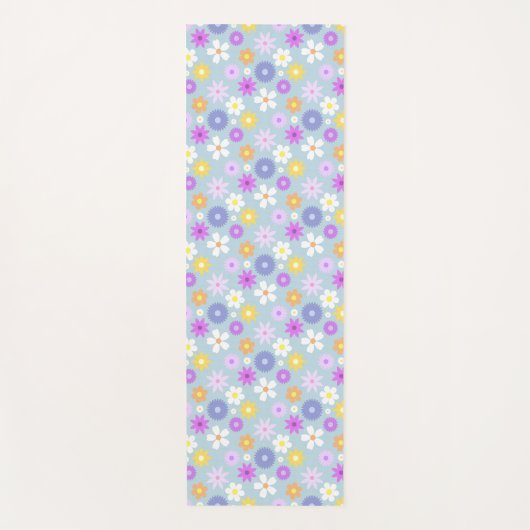 Retro 70s stijl bloem RPT patroon pastel kleuren Yogamat (Voorkant)