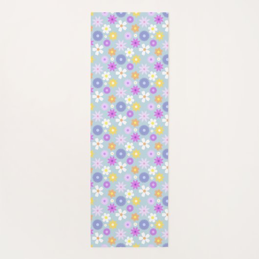 Retro 70s stijl bloem RPT patroon pastel kleuren Yogamat (Achterkant)