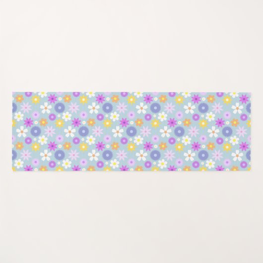 Retro 70s stijl bloem RPT patroon pastel kleuren Yogamat (Voorkant (horizontaal))