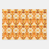 Retro 70s stijl bloemenpatroon inpakpapier vel (Voorkant 3)