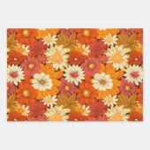 Retro 70s stijl bloemenpatroon inpakpapier vel (Voorkant 2)