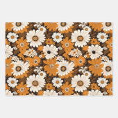 Retro 70s stijl bloemenpatroon inpakpapier vel (Voorkant)