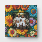 Retro 70s stijl kleurrijke bloemen personaliseren  fotoplaat (Voorkant)