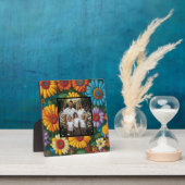 Retro 70s stijl kleurrijke bloemen personaliseren  fotoplaat (Insitu)
